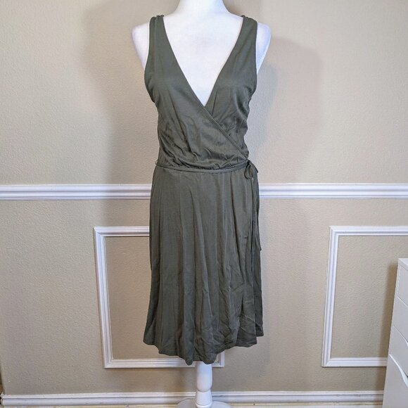 Olive Sleeveless Perfect Summer Wrap Dress - Picture 1 of 3